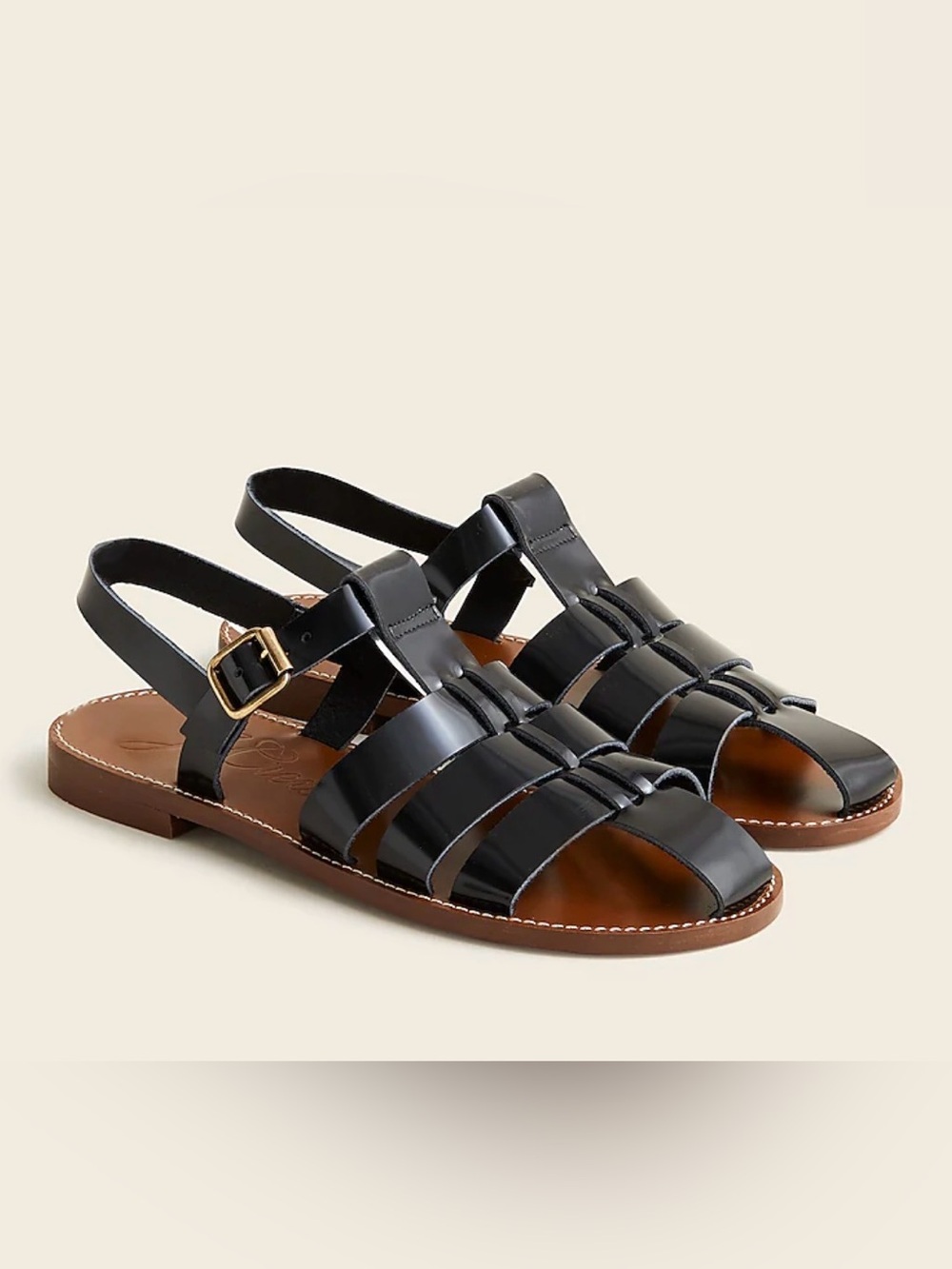 J. Crew Black Leather Strappy Fisherman Sandals size 6.5